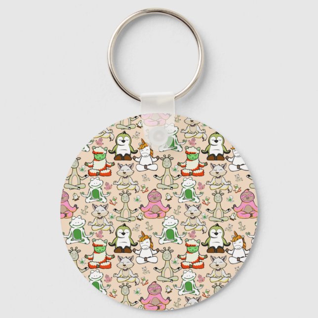Yoga poses pattern | Yoga seamless pattern 52 Key Ring (Front)