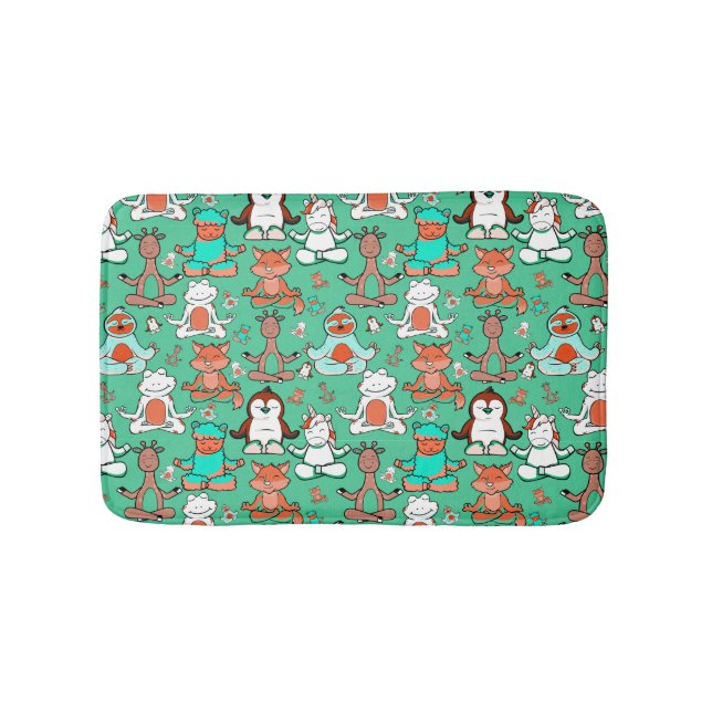 Yoga poses pattern | Yoga seamless pattern 53 Bath Mat (Front)