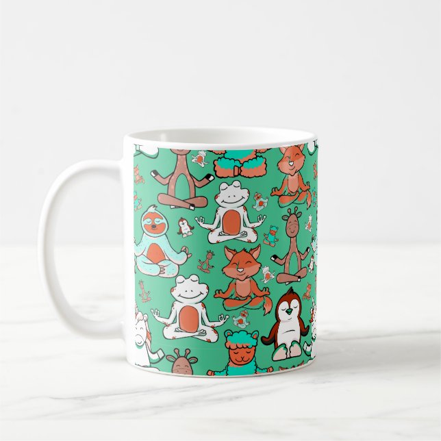 Yoga poses pattern | Yoga seamless pattern 53 Coffee Mug (Left)