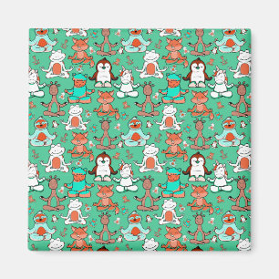 Yoga poses pattern Yoga seamless pattern 53 Magnet