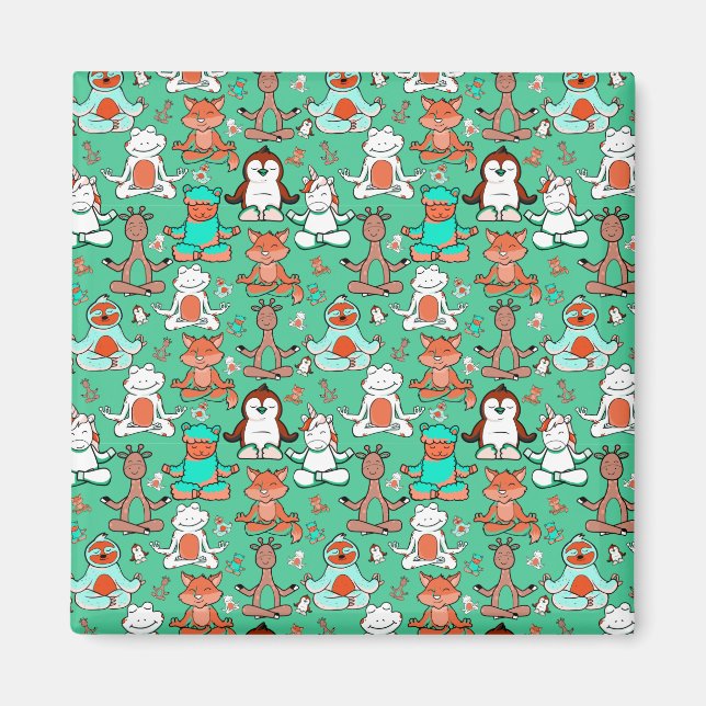 Yoga poses pattern | Yoga seamless pattern 53 Magnet (Front)