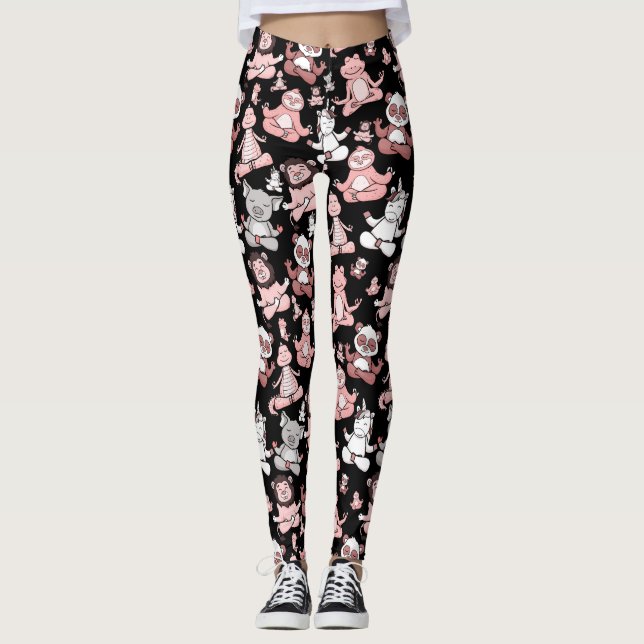 Yoga poses pattern | Yoga seamless pattern 55 Leggings (Front)