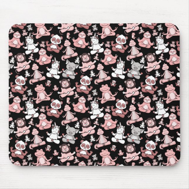 Yoga poses pattern | Yoga seamless pattern 55 Mouse Pad (Front)