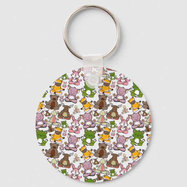 Yoga poses pattern | Yoga seamless pattern 58 Key Ring (Front)