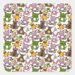 Yoga poses pattern Yoga seamless pattern 58 Square Sticker