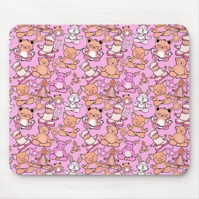 Yoga poses pattern | Yoga seamless pattern 59 Mouse Pad (Front)