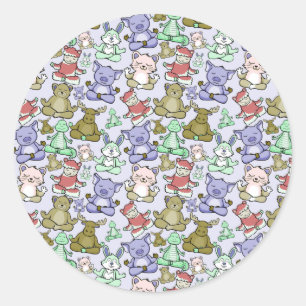 Yoga poses pattern   Yoga seamless pattern 60 Classic Round Sticker