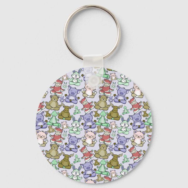 Yoga poses pattern | Yoga seamless pattern 60 Key Ring (Front)