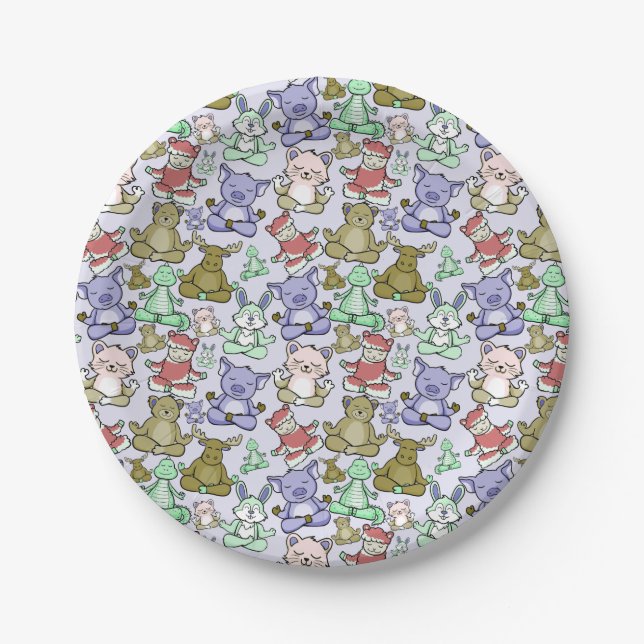 Yoga poses pattern | Yoga seamless pattern 60 Paper Plate (Front)
