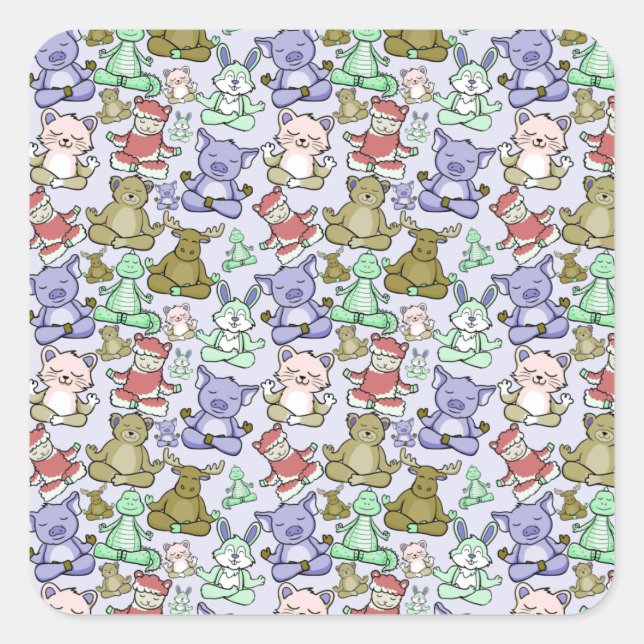 Yoga poses pattern | Yoga seamless pattern 60 Square Sticker (Front)
