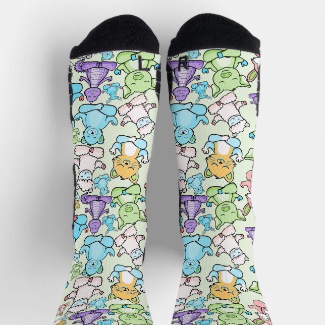 Yoga poses pattern | Yoga seamless pattern 63 Apro Socks (Top)
