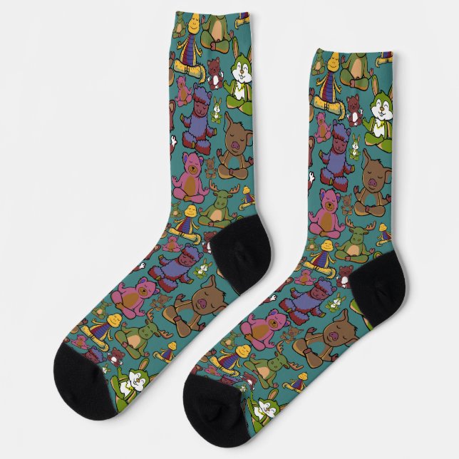 Yoga poses pattern | Yoga seamless pattern 65 Wrap Socks (Left)