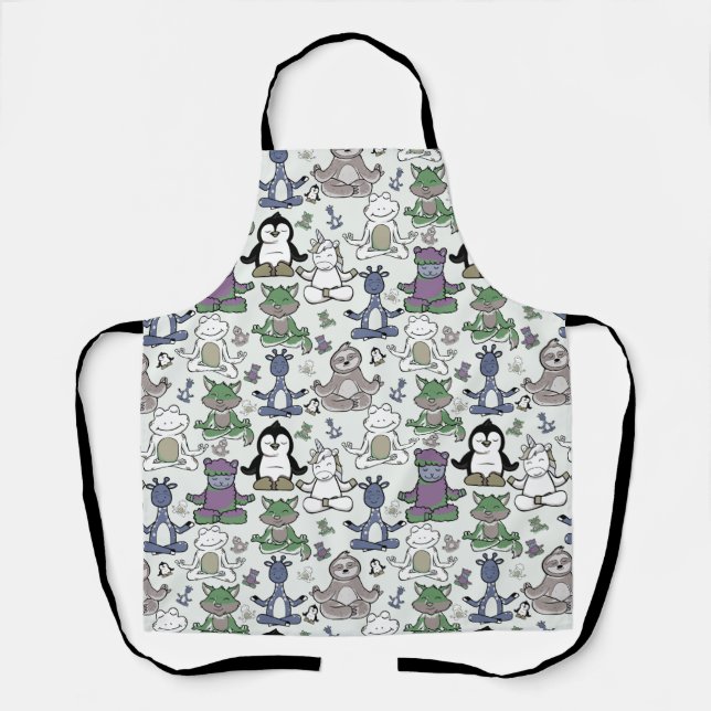 Yoga poses pattern | Yoga seamless pattern 66 Apron (Front)