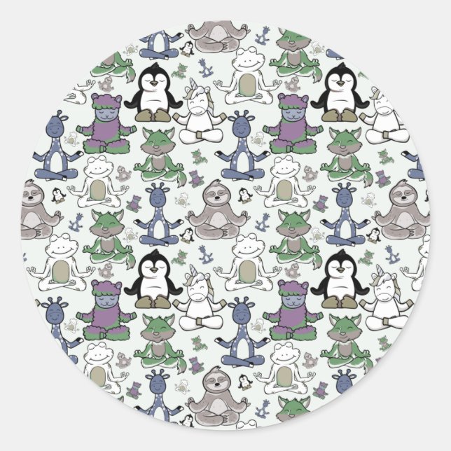 Yoga poses pattern | Yoga seamless pattern 66 Classic Round Sticker (Front)