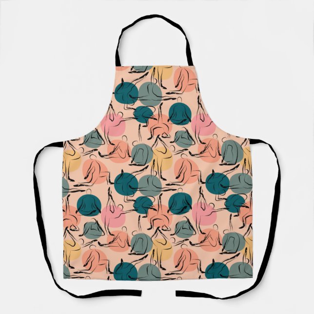 Yoga poses pattern | Yoga seamless pattern 6 Apron (Front)