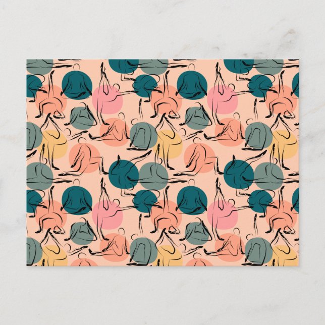 Yoga poses pattern | Yoga seamless pattern 6 Postcard (Front)