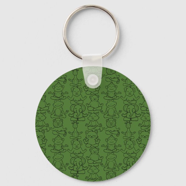 Yoga poses pattern | Yoga seamless pattern 8 Key Ring (Front)