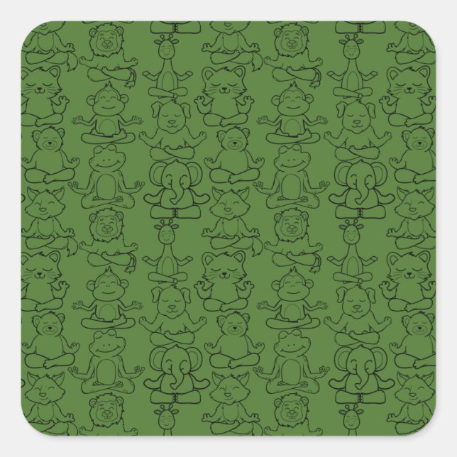 Yoga poses pattern | Yoga seamless pattern 8 Square Sticker (Front)