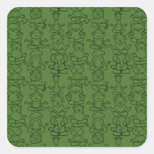 Yoga poses pattern Yoga seamless pattern 8 Square Sticker
