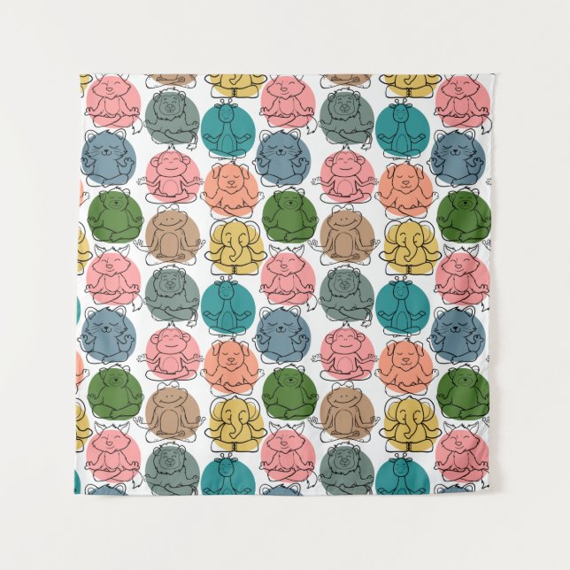 Yoga poses pattern | Yoga seamless pattern 9 Tapestry (Front)