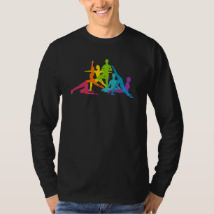 Yoga Poses Rainbow Spiritual Meditating Yogis Coac T-Shirt