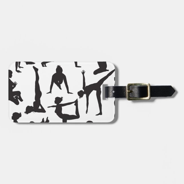 Yoga poses silhouettes luggage tag (Front Horizontal)
