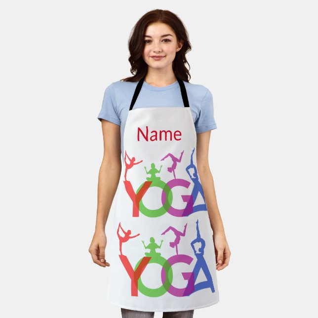 Yoga Poses Silhouettes Thunder_Cove Apron (Worn)