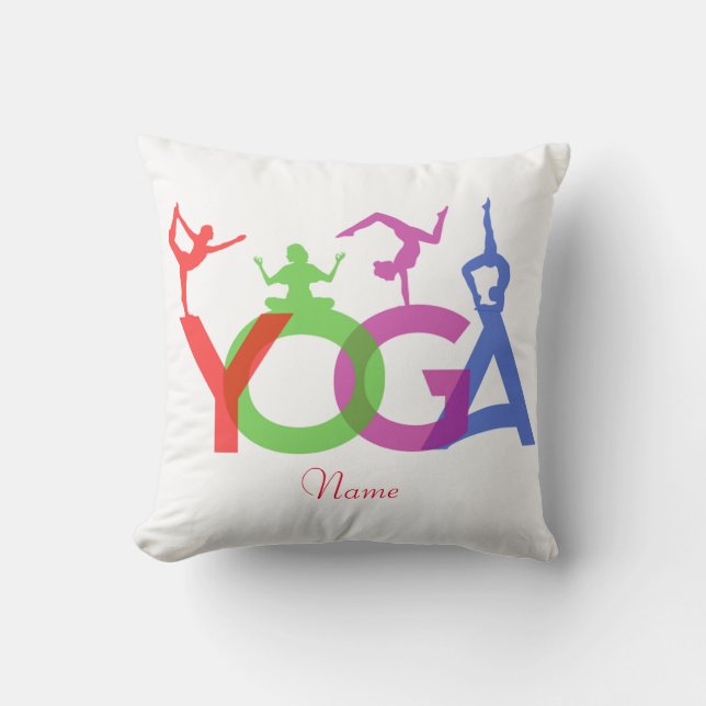 Yoga Poses Silhouettes Thunder_Cove Cushion (Front)