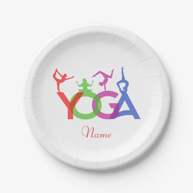 Yoga Poses Silhouettes Thunder_Cove Paper Plate (Front)