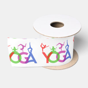 Yoga Poses Silhouettes Thunder_Cove Satin Ribbon
