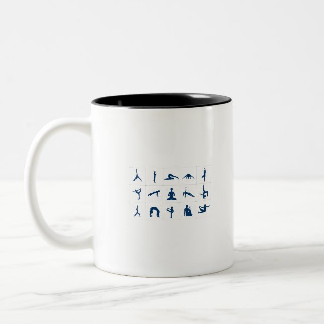Yoga Poses Two-Tone Coffee Mug (Left)