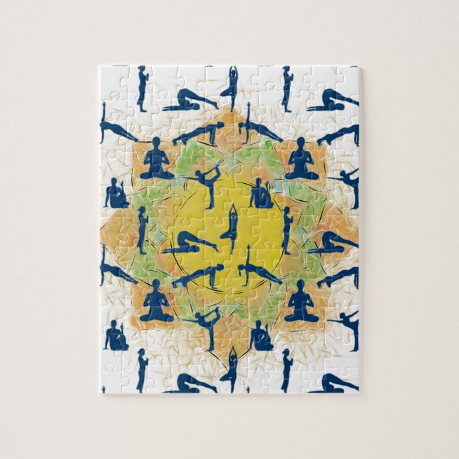Yoga Poses With Lotus Flower Drawing Jigsaw Puzzle (Vertical)