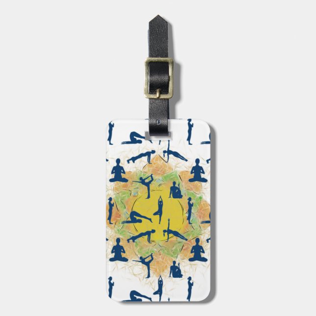 Yoga Poses With Lotus Flower Drawing Luggage Tag (Front Vertical)