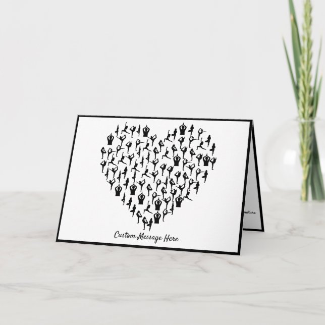 Yoga Poses Zen Heart Design Note Card (Front)
