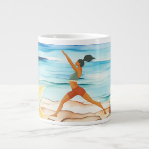 Yoga Position by the beach  Large Coffee Mug