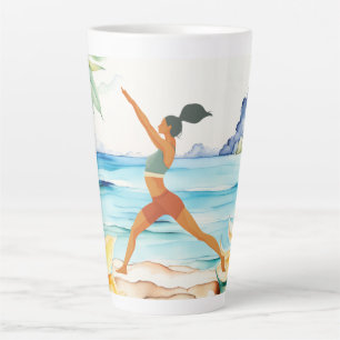Yoga Position by the beach  Latte Mug