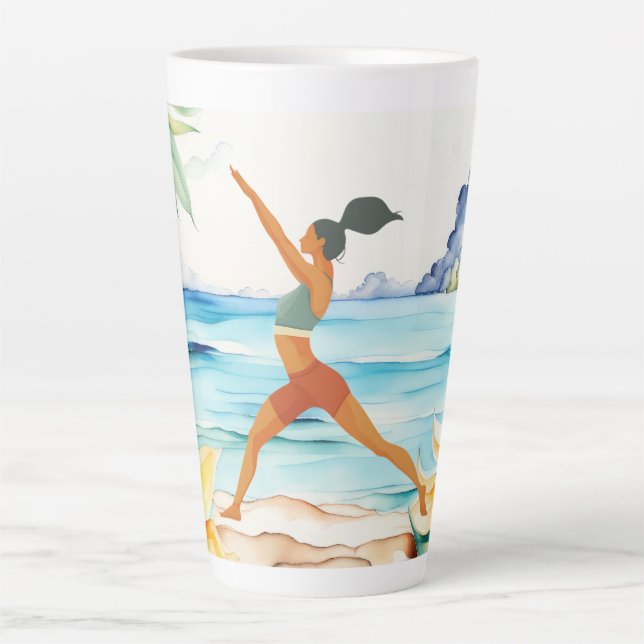 Yoga Position by the beach  Latte Mug (Front)