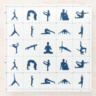 Yoga Positions for Zen & Meditation Home Decor Glass Coaster