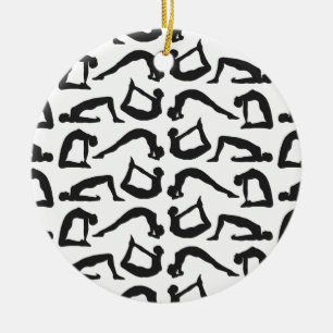 Yoga Positions Silhouettes Ceramic Ornament