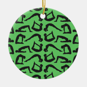 Yoga Positions Silhouettes Ceramic Tree Decoration