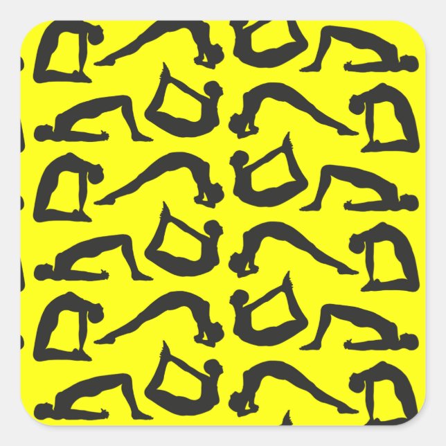 Yoga Positions Silhouettes Square Sticker (Front)