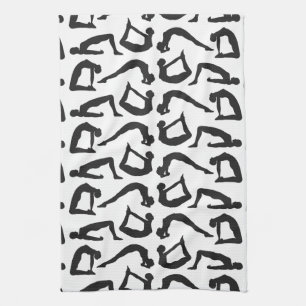 Yoga Positions Silhouettes Tea Towel