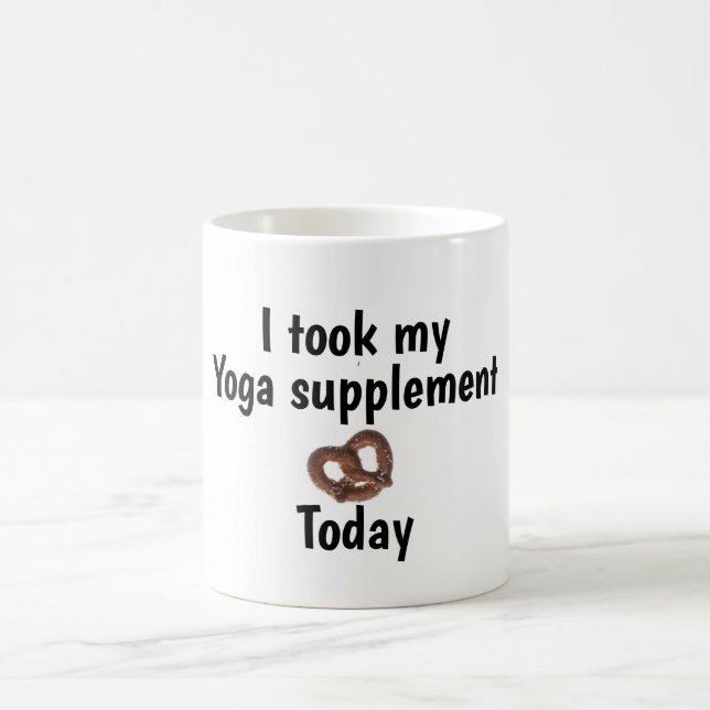 Yoga pretzel supplement coffee mug (Center)
