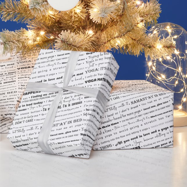 Yoga Puns and Funny Yoga Quotes Wrapping Paper (Holidays)