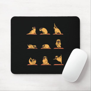Yoga Puppy Yoga Pug Poses and Meditation Funny Pug Mouse Pad