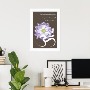 Yoga & Purple Lotus Flower White Om Symbol Poster