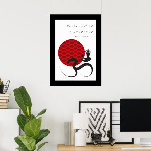 Yoga & Red Sun Om Ohm Symbol Spiritual Poster