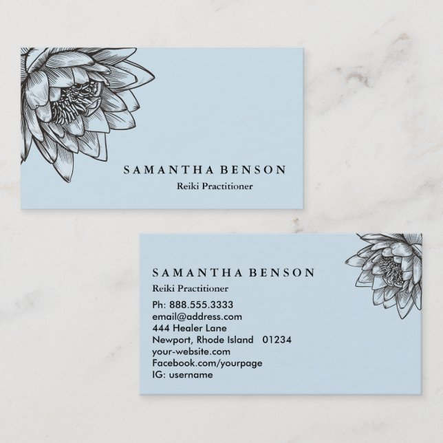 Yoga Reiki Energy Healer Light Filled Lotus Business Card (Front/Back)