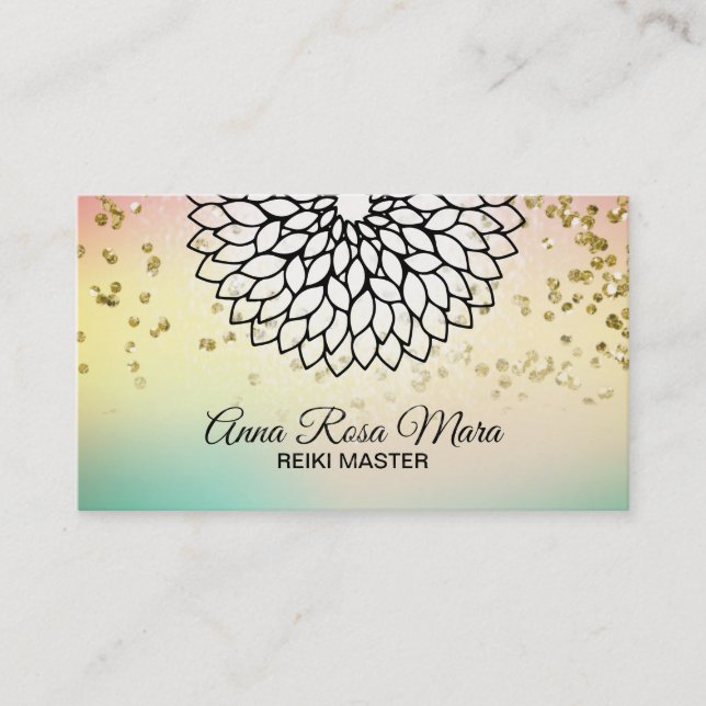 *~* Yoga Reiki Energy Healer Mandala Lotus Massage Business Card (Front)