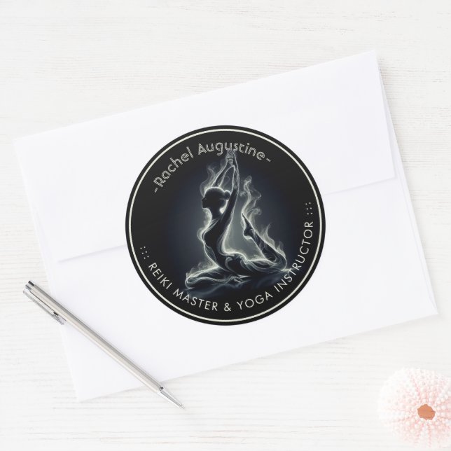 Yoga Reiki Instructor One-Legged King Pigeon Pose Classic Round Sticker (Envelope)